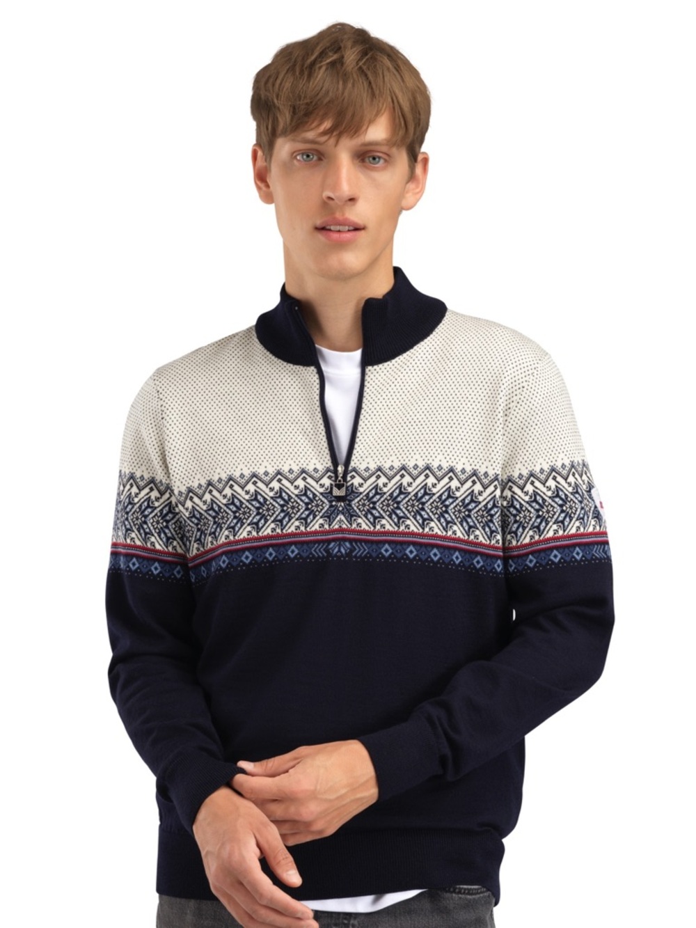Dale of Norway Hovden Quarter Zip Merino Wool Sweater Navy Size Medium